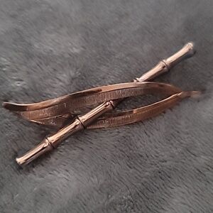 Vintage Renoir Matisse CopperEnamel Brooch, MCM BambooAsian Style Pin